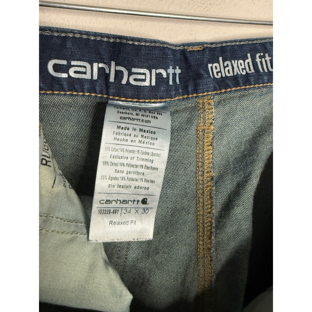 Carhartt Relaxed Fit Double Front Utility Work Jeans Dark Wash 103329-491 34x30 - Picture 2 of 7